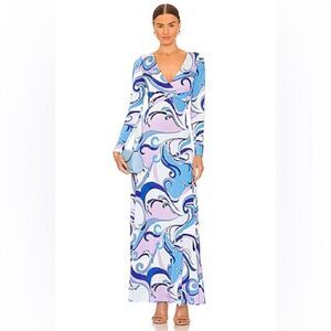 L'AGENCE Nolita Twist Front Maxi Dress Medium Provence Blue NWT XS